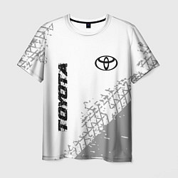 Футболка мужская Toyota speed на светлом фоне со следами шин: надпи, цвет: 3D-принт