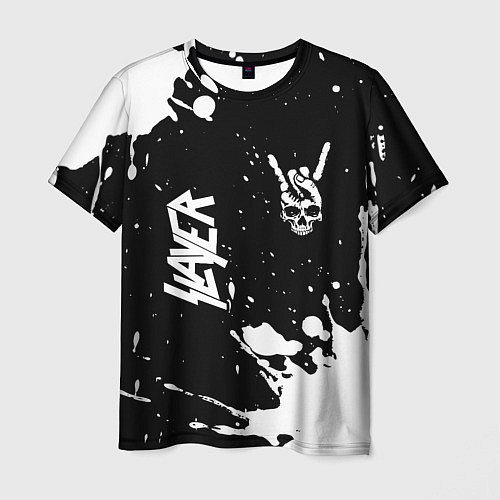 Мужская футболка Slayer и рок символ на темном фоне / 3D-принт – фото 1