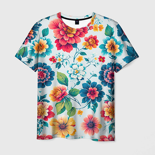 Мужская футболка Цветочный узор красивый / 3D-принт – фото 1