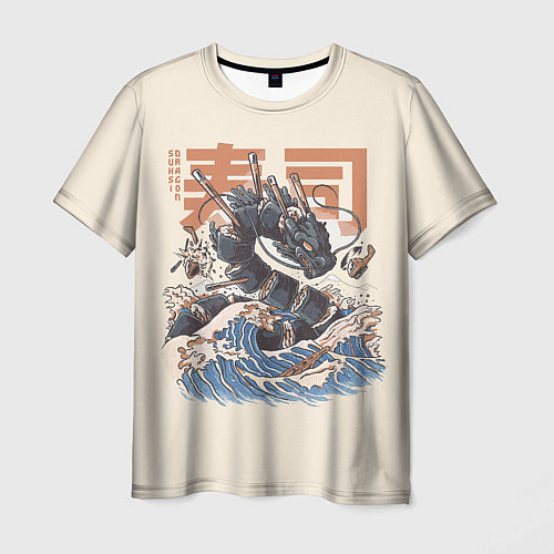 Мужская футболка Суши дракон с иероглифами в японском стиле / 3D-принт – фото 1
