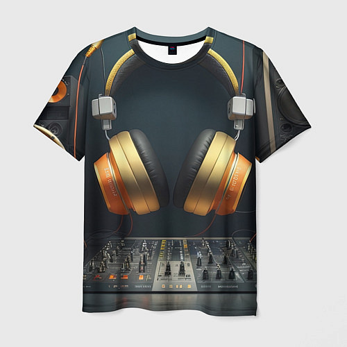 Мужская футболка Золотые наушники / 3D-принт – фото 1