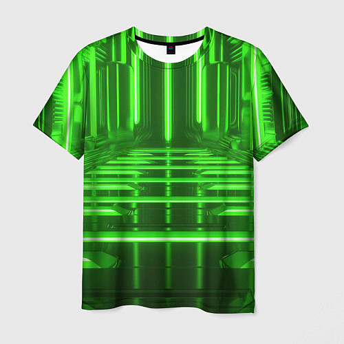 Мужская футболка Зеленые световые объекты / 3D-принт – фото 1