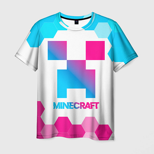 Мужская футболка Minecraft neon gradient style / 3D-принт – фото 1