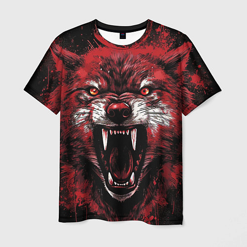 Мужская футболка Red wolf / 3D-принт – фото 1