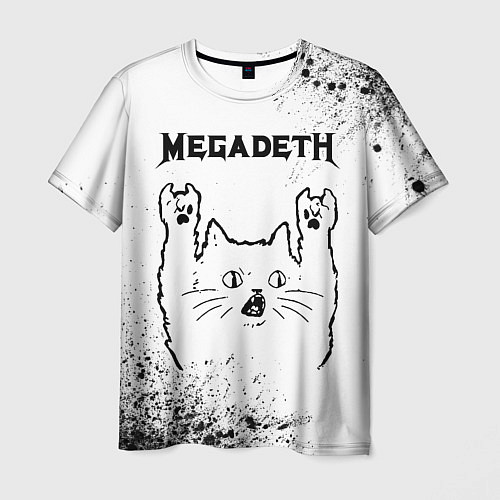 Мужская футболка Megadeth рок кот на светлом фоне / 3D-принт – фото 1