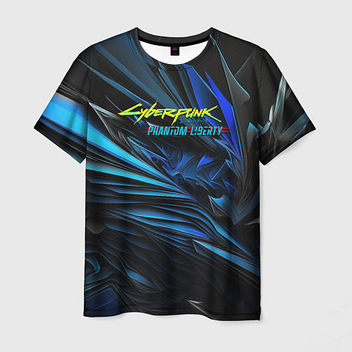 Мужская футболка Cyberpunk 2077 phantom liberty blue logo / 3D-принт – фото 1