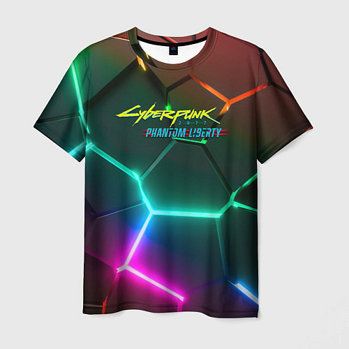 Мужская футболка Cyberpunk 2077 phantom liberty logo neon / 3D-принт – фото 1