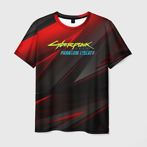 Мужская футболка Cyberpunk 2077 phantom liberty red black logo / 3D-принт – фото 1