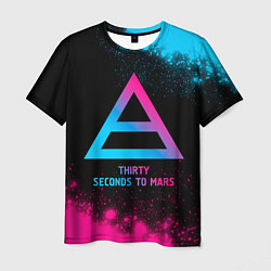 Футболка мужская Thirty Seconds to Mars - neon gradient, цвет: 3D-принт