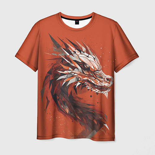 Мужская футболка Дракон из геометрических фигур: арт нейросети / 3D-принт – фото 1