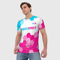 Футболка мужская Mass Effect neon gradient style: символ сверху, цвет: 3D-принт — фото 2