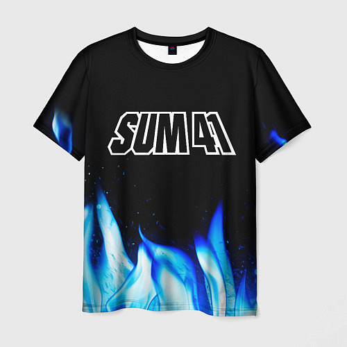 Мужская футболка Sum41 blue fire / 3D-принт – фото 1