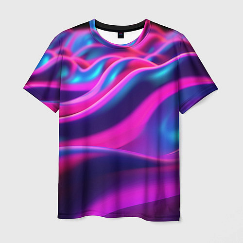 Мужская футболка Фиолетовые неоновые волны / 3D-принт – фото 1