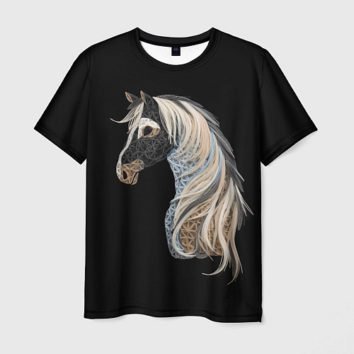 Мужская футболка Вышивка Лошадь / 3D-принт – фото 1