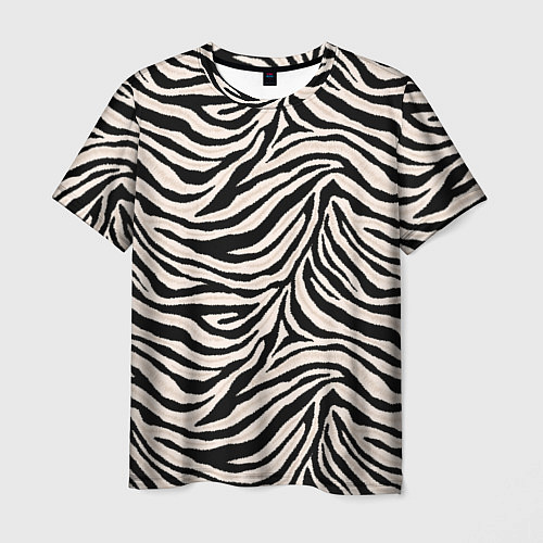 Мужская футболка Полосатая шкура зебры, белого тигра / 3D-принт – фото 1