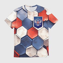 Футболка мужская Объемные плиты флаг России, цвет: 3D-принт