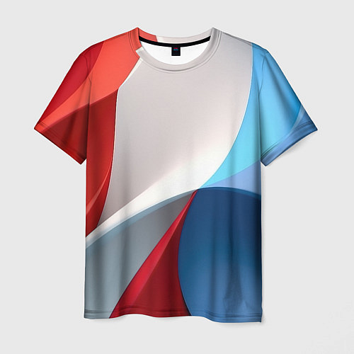 Мужская футболка Абстракция белый синий красный / 3D-принт – фото 1