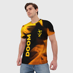 Футболка мужская Doom - gold gradient: надпись, символ, цвет: 3D-принт — фото 2