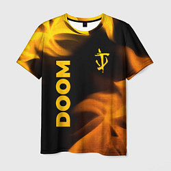 Футболка мужская Doom - gold gradient: надпись, символ, цвет: 3D-принт