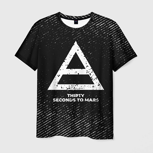 Мужская футболка Thirty Seconds to Mars с потертостями на темном фо / 3D-принт – фото 1