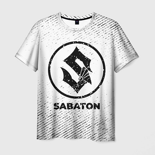 Мужская футболка Sabaton с потертостями на светлом фоне / 3D-принт – фото 1