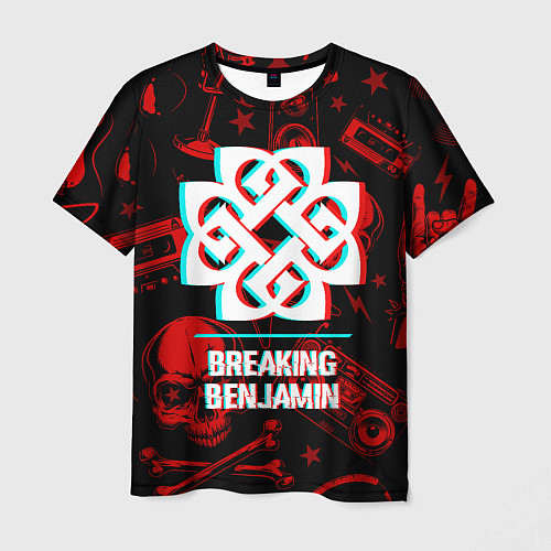 Мужская футболка Breaking Benjamin rock glitch / 3D-принт – фото 1