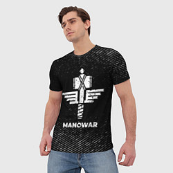 Футболка мужская Manowar с потертостями на темном фоне, цвет: 3D-принт — фото 2