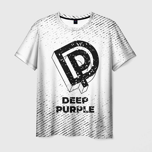 Мужская футболка Deep Purple с потертостями на светлом фоне / 3D-принт – фото 1