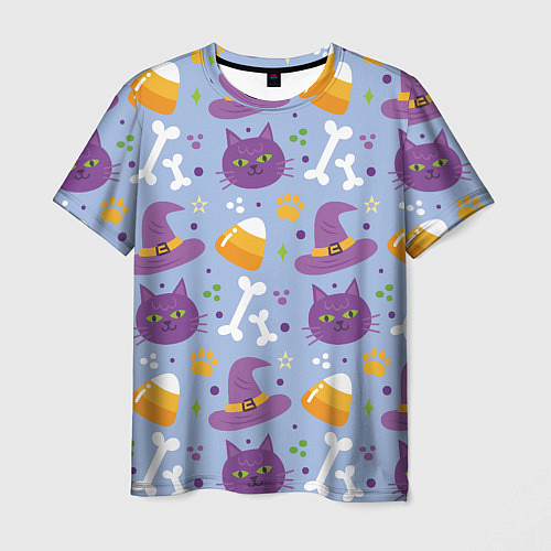 Мужская футболка Кошачий хэллоуин / 3D-принт – фото 1