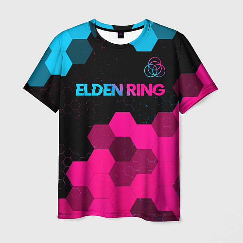 Мужская футболка Elden Ring - neon gradient: символ сверху / 3D-принт – фото 1