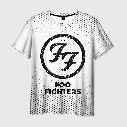 Мужская футболка Foo Fighters с потертостями на светлом фоне / 3D-принт – фото 1