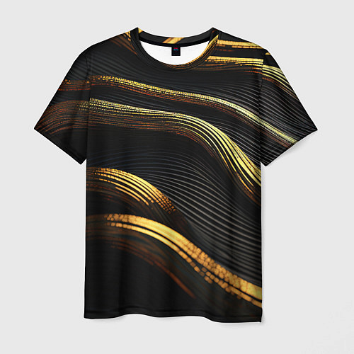 Мужская футболка Золотистые волны абстракция / 3D-принт – фото 1