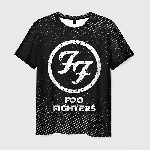 Мужская футболка Foo Fighters с потертостями на темном фоне / 3D-принт – фото 1