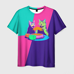 Футболка мужская Коты Завтракают, цвет: 3D-принт