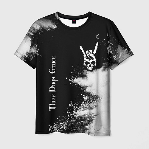 Мужская футболка Three Days Grace и рок символ на темном фоне / 3D-принт – фото 1