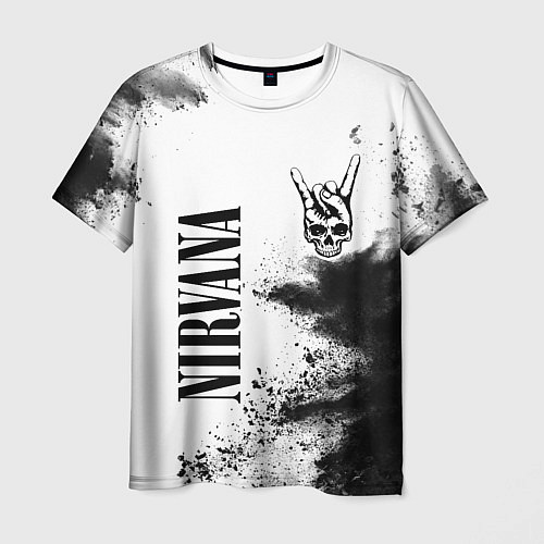 Мужская футболка Nirvana и рок символ на светлом фоне / 3D-принт – фото 1