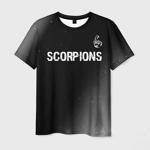 Мужская футболка Scorpions glitch на темном фоне: символ сверху / 3D-принт – фото 1