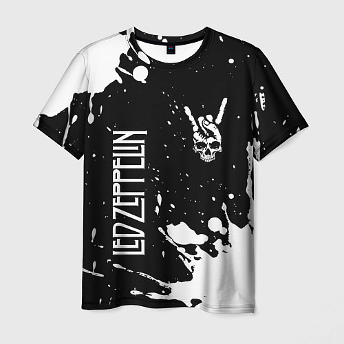 Мужская футболка Led Zeppelin и рок символ на темном фоне / 3D-принт – фото 1