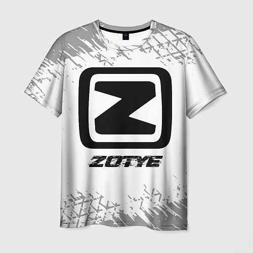 Мужская футболка Zotye speed на светлом фоне со следами шин / 3D-принт – фото 1