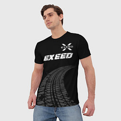 Футболка мужская Exeed speed на темном фоне со следами шин: символ, цвет: 3D-принт — фото 2