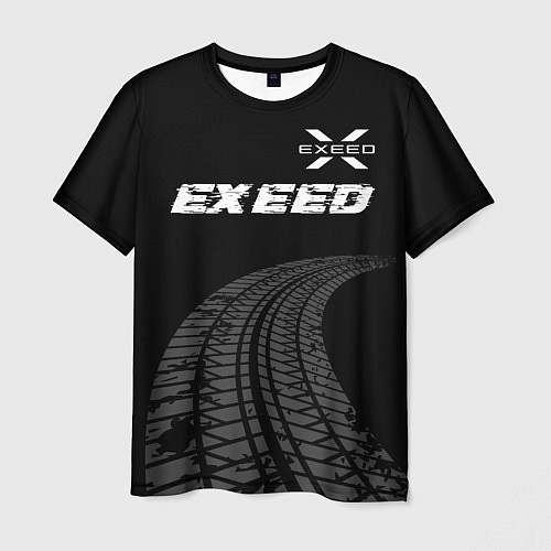 Мужская футболка Exeed speed на темном фоне со следами шин: символ / 3D-принт – фото 1