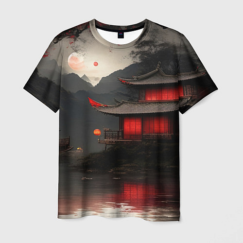 Мужская футболка Домик у озера / 3D-принт – фото 1