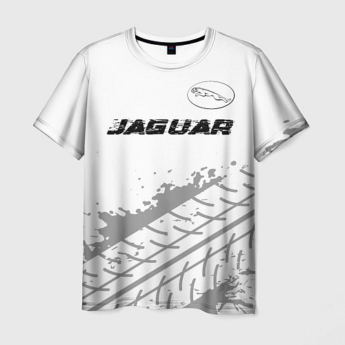 Мужская футболка Jaguar speed на светлом фоне со следами шин: симво / 3D-принт – фото 1