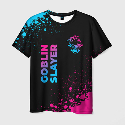 Мужская футболка Goblin Slayer - neon gradient: надпись, символ / 3D-принт – фото 1