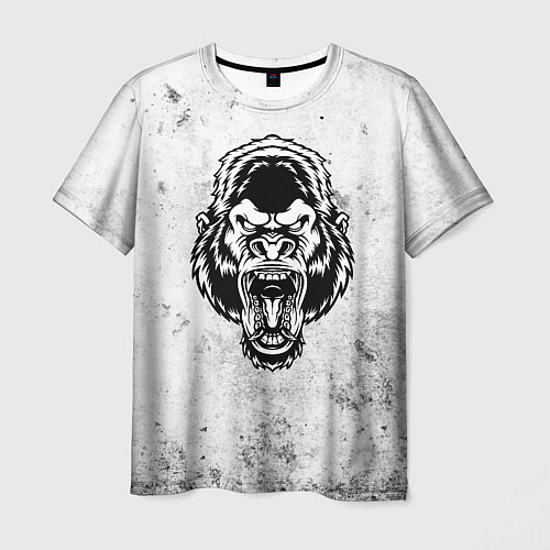 Мужская футболка Черно-белая разозленная горилла / 3D-принт – фото 1