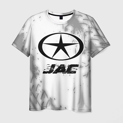 Мужская футболка JAC speed на светлом фоне со следами шин / 3D-принт – фото 1