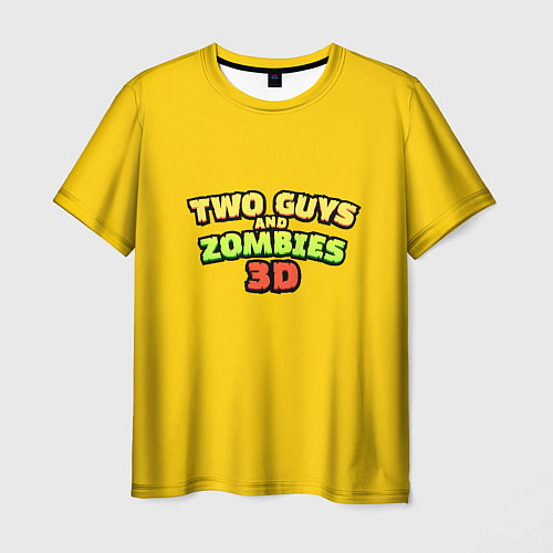 Мужская футболка Two Guys & Zombies 3D - Лого на желтом / 3D-принт – фото 1