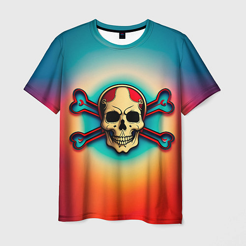 Мужская футболка Красочный веселый роджер / 3D-принт – фото 1