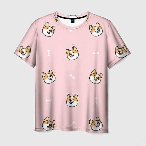 Мужская футболка Pink corgi / 3D-принт – фото 1