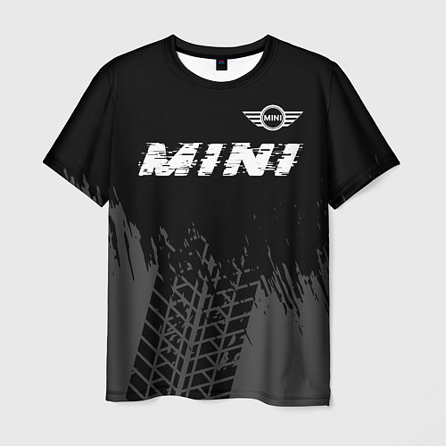 Мужская футболка Mini speed на темном фоне со следами шин: символ с / 3D-принт – фото 1